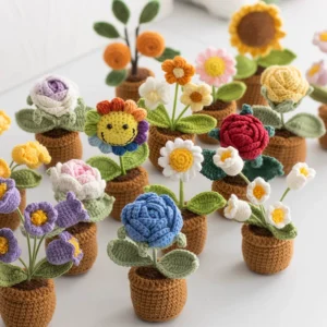 Crochet pot plants home Decor hand knit hand crochets pot plants