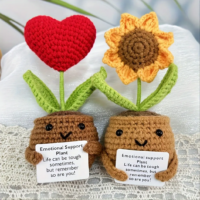 samll crochet plants in pot sunflowers
