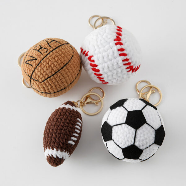 Sport-themed wholesale crochet key ring knit keychains