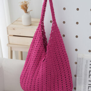 Rose knitted bags crochet beach bags shopping bags for women