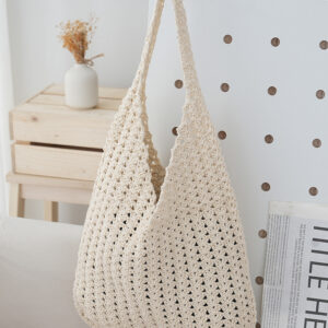 white crochet beach bag knnitted bags for women
