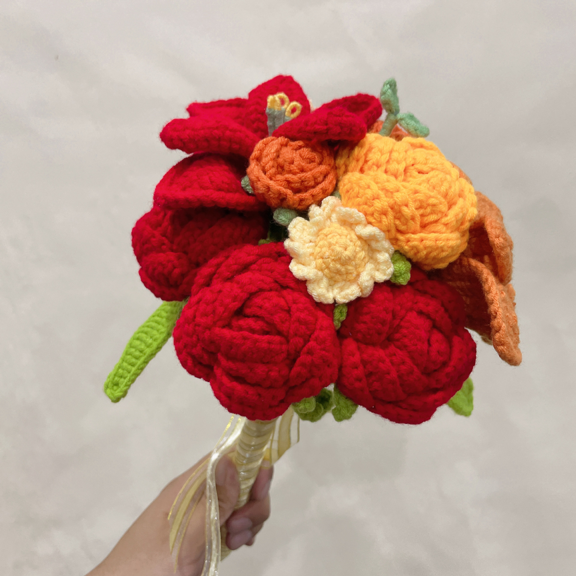 wedding bridal bouquet crochet rose flowers