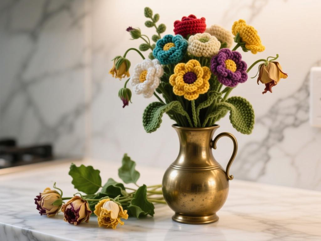 Cost comparison: Real flowers vs. crochet home decor flowers over 12 months