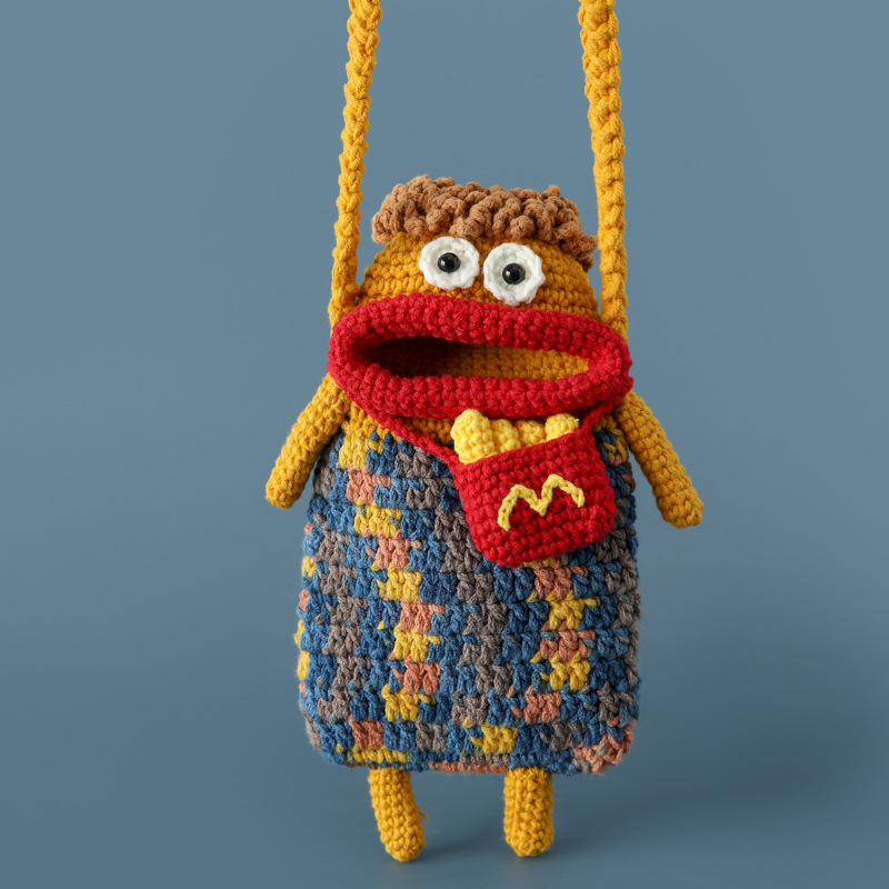 Eccentric cartoon handmade crochet crossbody bag (Eccentric crochet crossbody bag)