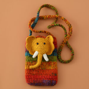 Colorful crochet elephant phone purse crossbody bag