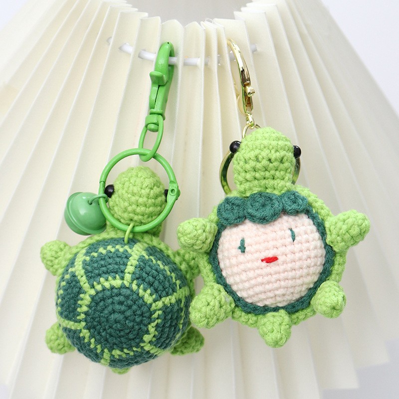 Colorful handmade crochet turtle keyrings, cute crochet ornaments for keys