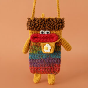 cartoon handmade cure cartoon crochet crossbody bag (Eccentric crochet crossbody bag)