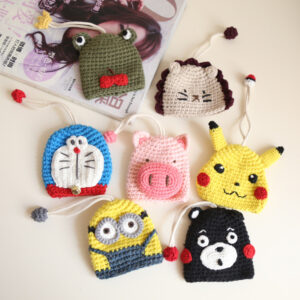 Adorable Cartoon Crochet Key Covers Collection Handmade cartoon crochet key covers featuring various animal designs.